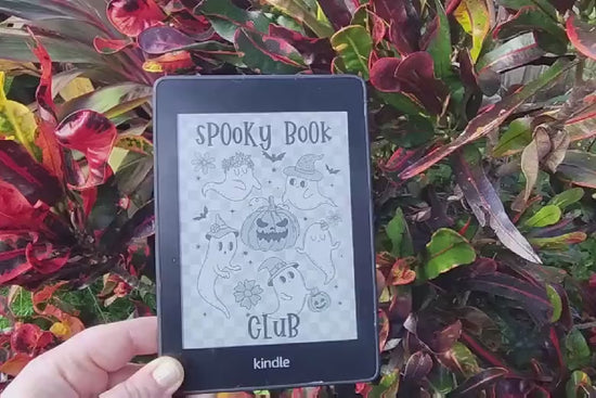 Spooky Book Club Ghost Coven Pumpkin Lock Screen for use w Kindle EReader Custom Book Cover Bookstagram Librarian Retro Bookish