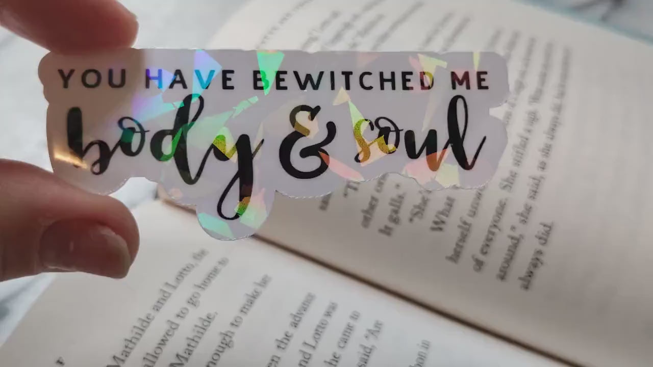 You Have Bewitched Me Mr Darcy Price & Prejudice Holographic Sticker Bookish Laptop Sticker for Reader Librarian Decal for Hydroflask Laptop